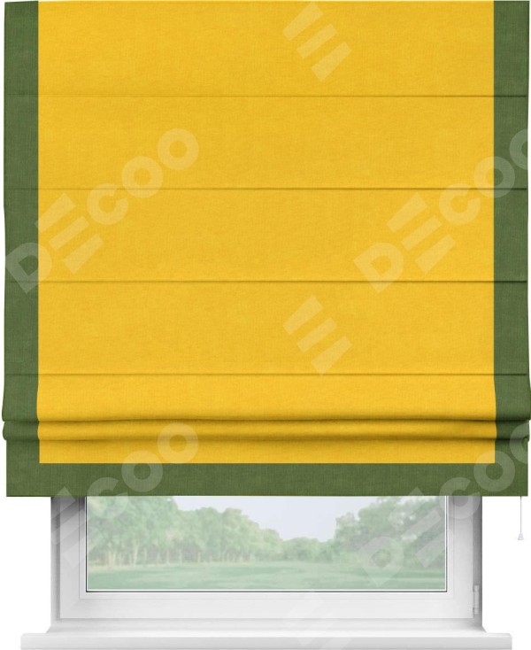 Римская штора «Кортин» для проема, канвас желтый, с кантом Виктория