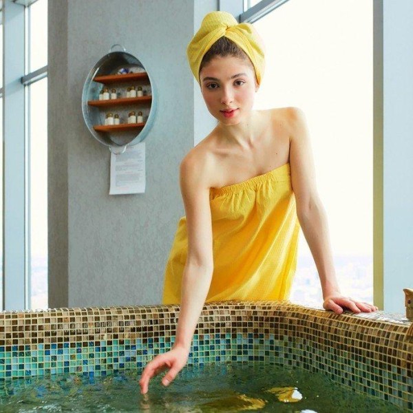 Набор для бани Spa day жен.парео 80х150±4 см, чалма, 100% хл., ваф.полотно, жёлтый