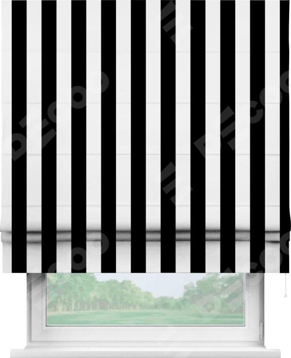 Римская штора «Кортин» для проема «Черное и белое» ширина 40-100 см