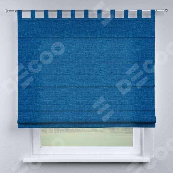 Римская штора на петлях «Кортин», ткань лён синий